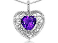 Tommaso Design Heart Shape 8mm Genuine Amethyst Pendant Necklace