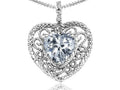 Tommaso Design Heart Shape 8mm Genuine White Topaz Pendant Necklace