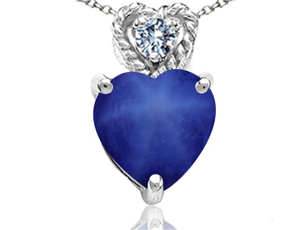 Tommaso Design 6mm Heart Shape Created Star Sapphire Pendant Necklace