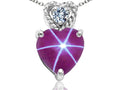 Tommaso Design 6mm Heart Shape Created Star Ruby Pendant Necklace