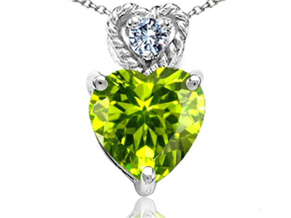 Tommaso Design 6mm Heart Shape Genuine Peridot Pendant Necklace