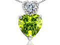 Tommaso Design 6mm Heart Shape Genuine Peridot Pendant Necklace