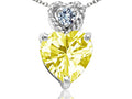 Tommaso Design 6mm Heart Shape Genuine Lemon Quartz Pendant Necklace