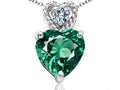 Tommaso Design 6mm Heart Shape Simulated Emerald Pendant Necklace