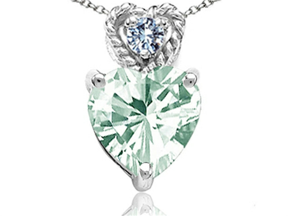 Tommaso Design 6mm Heart Shape Green Amethyst Pendant Necklace