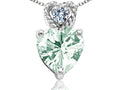 Tommaso Design 6mm Heart Shape Green Amethyst Pendant Necklace