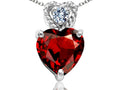 Tommaso Design 6mm Heart Shape Genuine Garnet Pendant Necklace