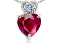 Tommaso Design Heart Shape 6mm Created Ruby Pendant Necklace