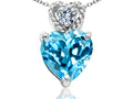 Tommaso Design 6mm Heart Shape Genuine Blue Topaz Pendant Necklace