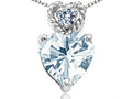 Tommaso Design 6mm Heart Shape Genuine Aquamarine Pendant Necklace