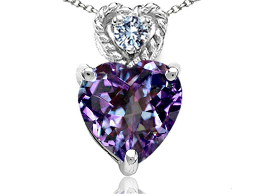 Tommaso Design 6mm Heart Shape Simulated Alexandrite Pendant Necklace