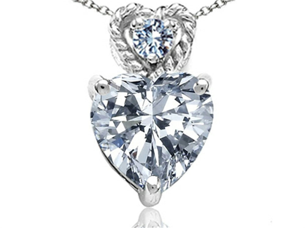 Tommaso Design 6mm Heart Shape Genuine White Topaz Pendant Necklace