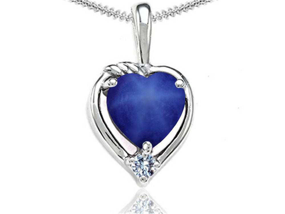 Tommaso Design Heart Shape Created Star Sapphire Pendant Necklace