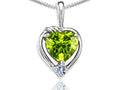 Tommaso Design Heart Shape Genuine Peridot Pendant Necklace