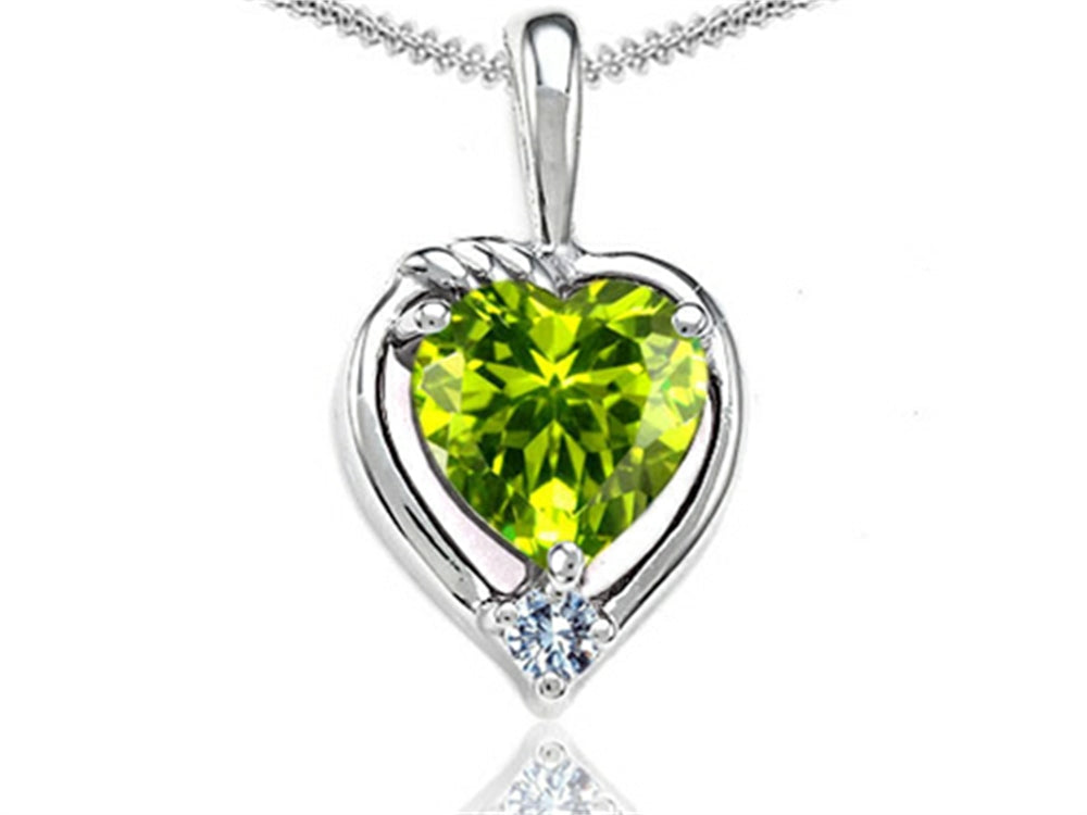Tommaso Design Heart Shape Genuine Peridot Pendant Necklace