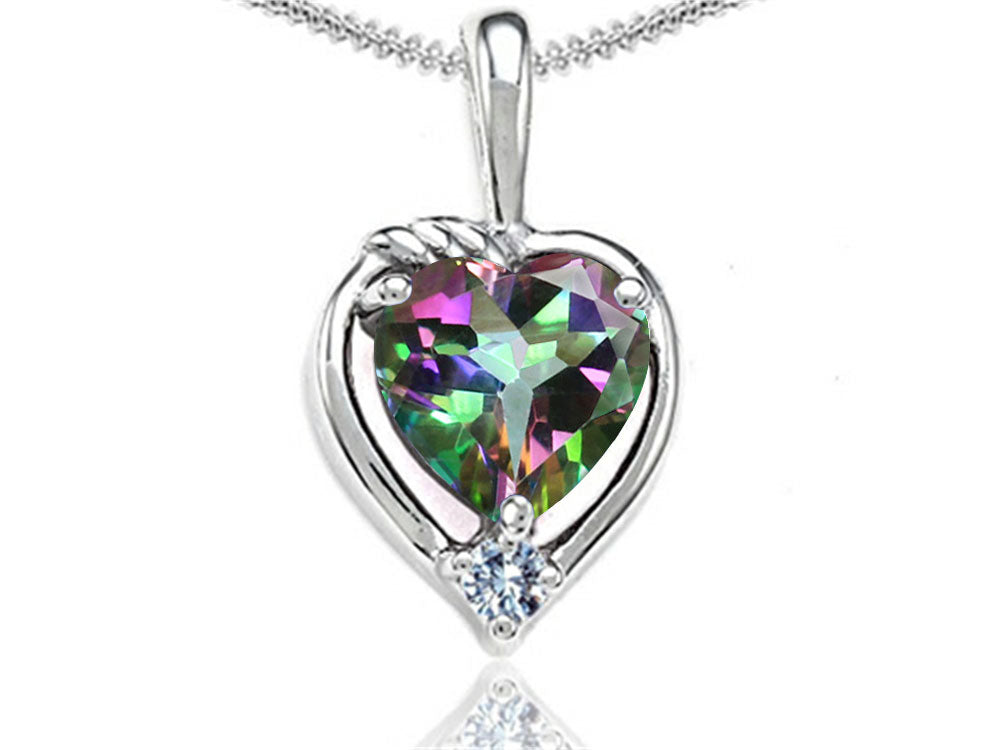 Tommaso Design Heart Shape Mystic Topaz Pendant Necklace