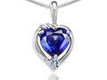 Tommaso Design Heart Shape Created Blue Sapphire Pendant Necklace