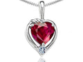 Tommaso Design Heart Shape 6mm Created Ruby Pendant Necklace