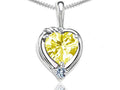 Tommaso Design Heart Shape Genuine Lemon Quartz Pendant Necklace