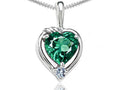 Tommaso Design Heart Shape Simulated Emerald Pendant Necklace