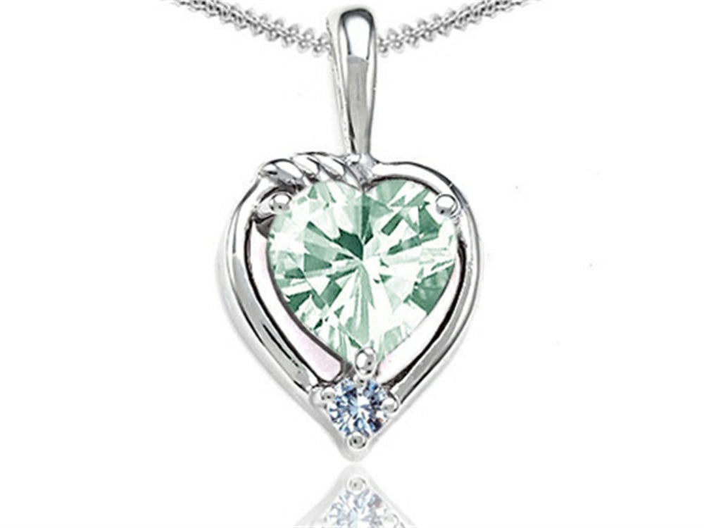 Tommaso Design™ Heart Shape Green Amethyst Pendant Necklace
