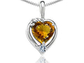 Tommaso Design Heart Shape Genuine Citrine Pendant Necklace