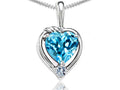 Tommaso Design Heart Shape Genuine Blue Topaz Pendant Necklace