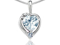 Tommaso Design Heart Shape Genuine Aquamarine Pendant Necklace