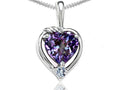 Tommaso Design Heart Shape Simulated Alexandrite Pendant Necklace