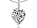 Tommaso Design Genuine Heart Shape White Topaz Pendant Necklace