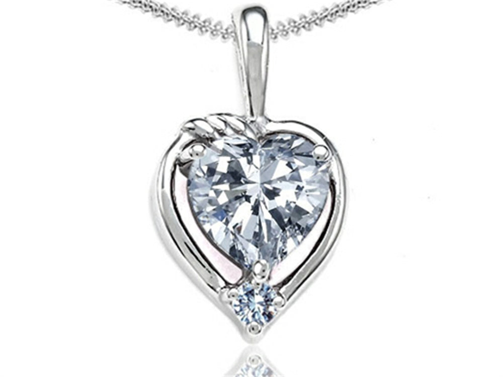 Tommaso Design Genuine Heart Shape White Topaz Pendant Necklace