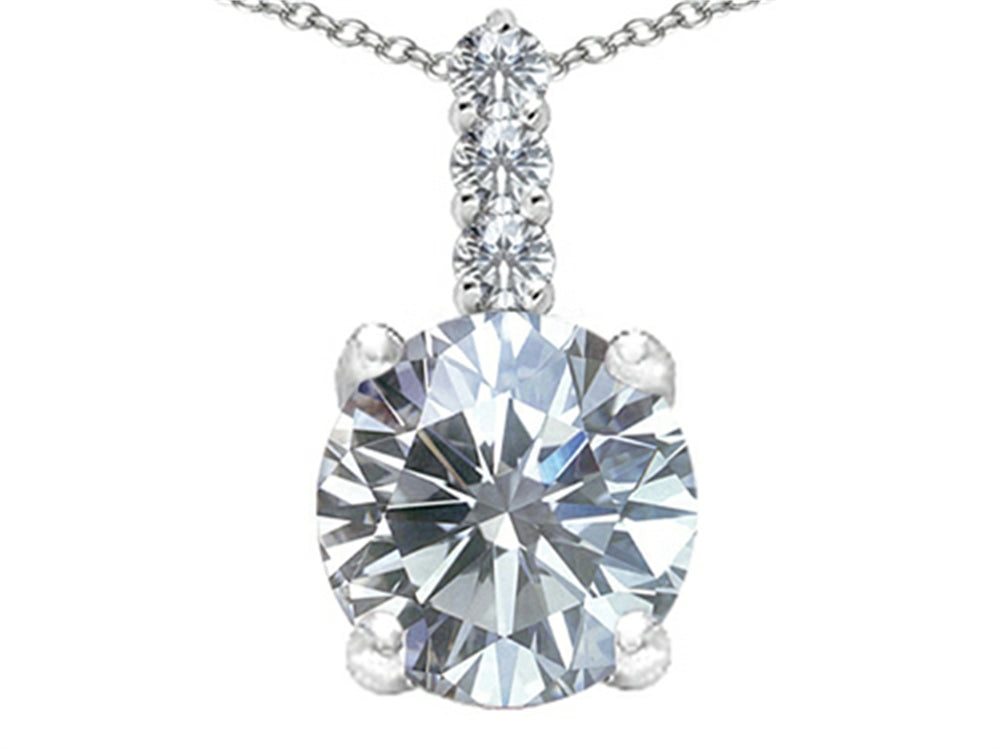 Tommaso Design Genuine Round White Topaz Pendant Necklace