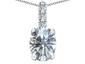 Tommaso Design Genuine Oval White Topaz and Diamonds Pendant Necklace