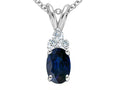 Tommaso Design Oval Genuine Sapphire Pendant Necklace