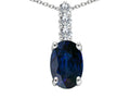 Tommaso Design Genuine Oval Sapphire and Diamond Pendant Necklace