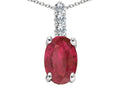 Tommaso Design Genuine Oval Ruby and Diamond Pendant Necklace