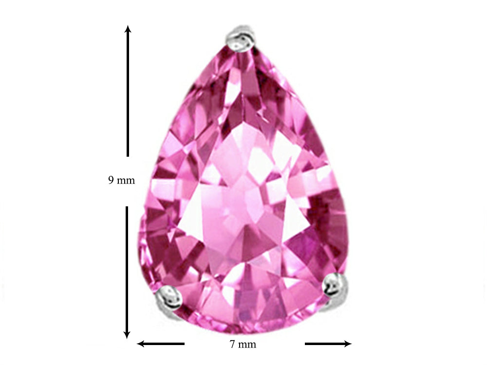 Star K Pear Shape 9x7mm Created Pink Sapphire Earrings Studs
