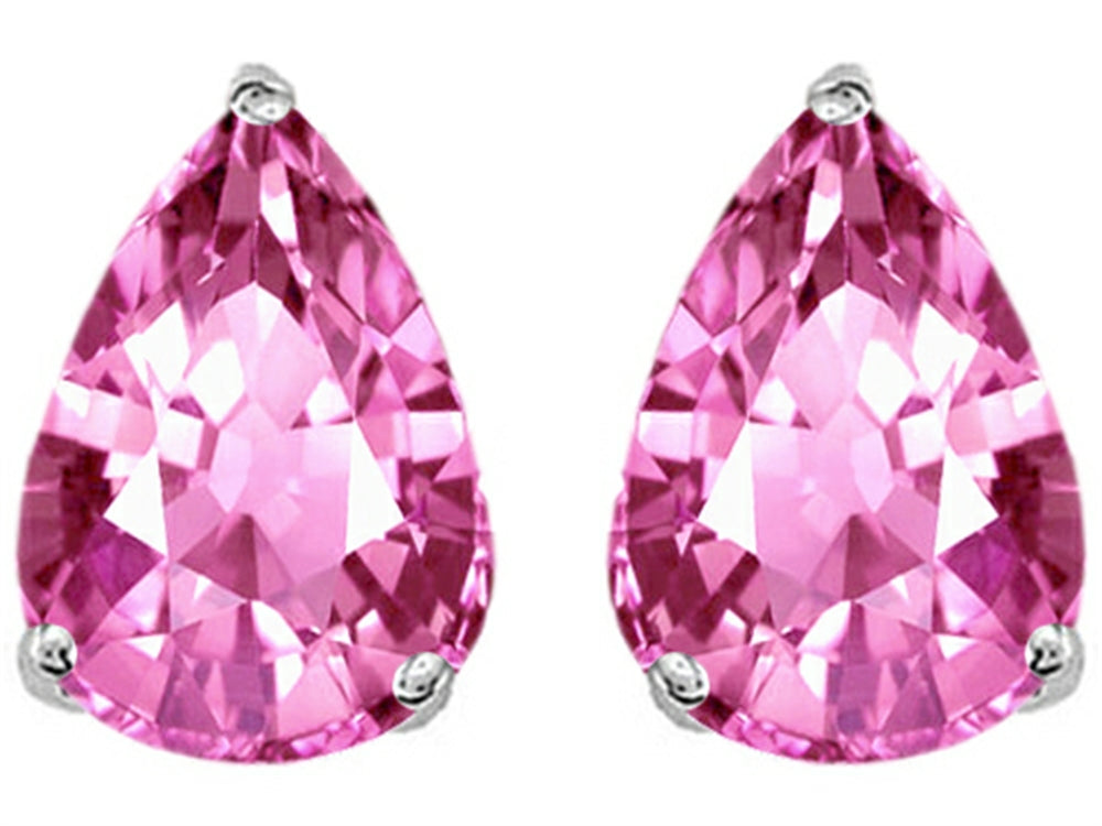 Star K Pear Shape 9x7mm Created Pink Sapphire Earrings Studs