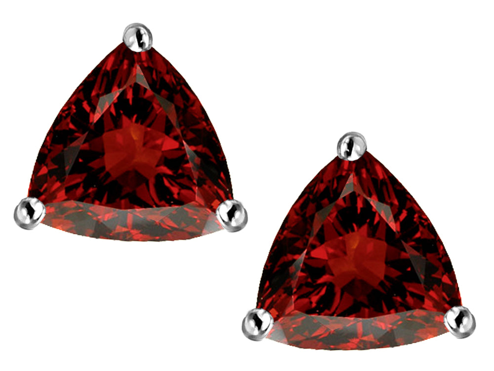 Star K Trillion 7mm Simulated Garnet Earrings Studs