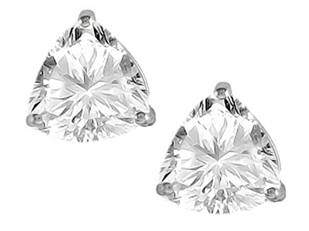 Star K Trillion 7mm Genuine White Topaz Earrings Studs