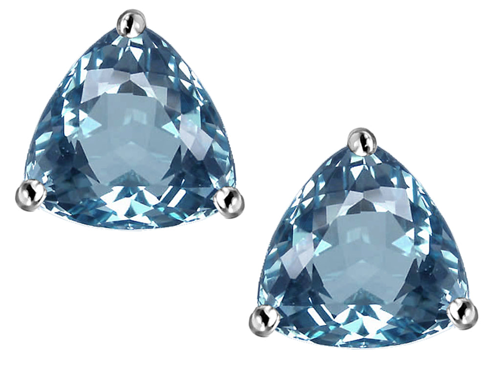Star K Trillion 7mm Simulated Aquamarine Earrings Studs