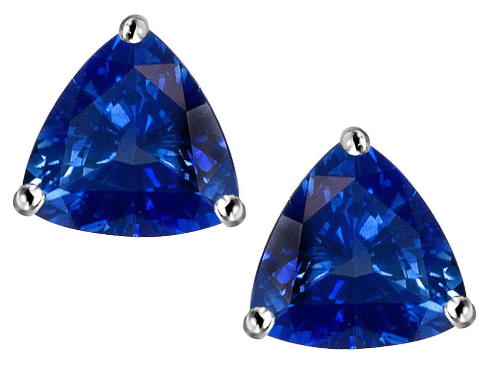 Star K Trillion 7mm Created Sapphire Earrings Studs