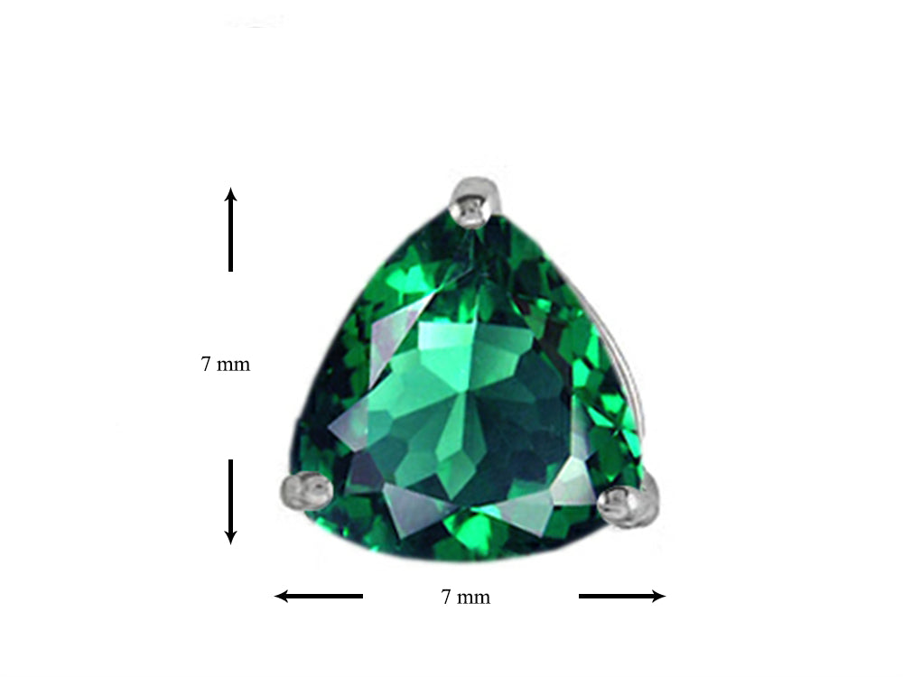 Star K Trillion 7mm Simulated Emerald Earrings Studs