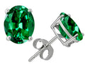 Star K Oval 8x6mm Simulated Emerald Earrings Studs
