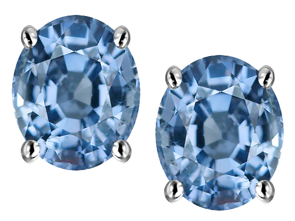 Star K Oval 8x6mm Simulated Aquamarine Earrings Studs