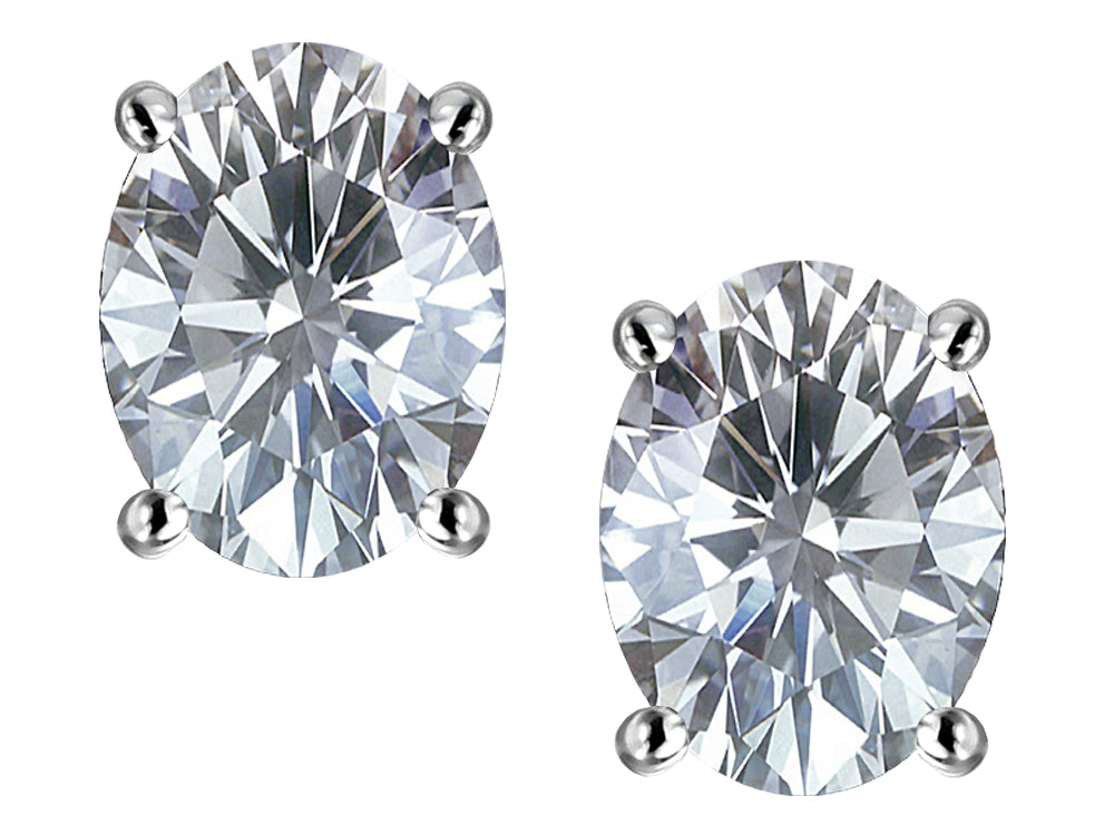 Star K Oval 8x6mm Genuine White Topaz Earrings Studs