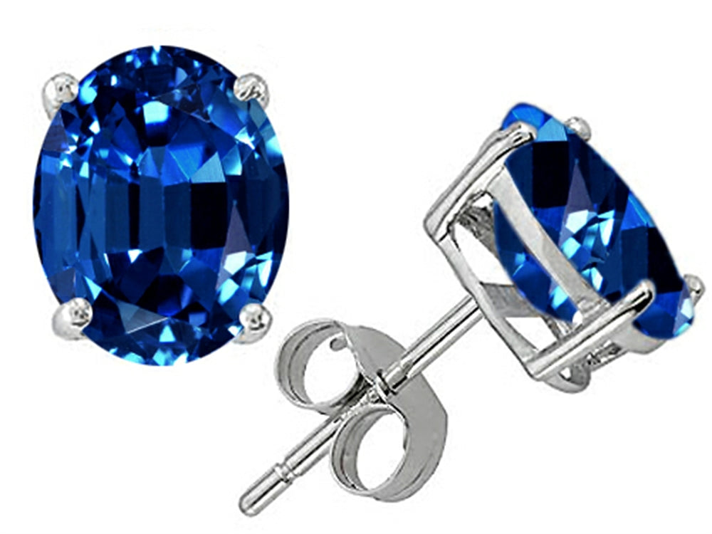 Star K Oval 8x6mm Created Sapphire Earrings Studs