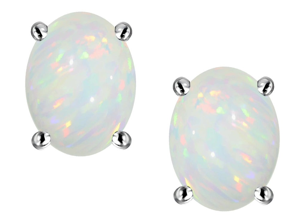 Star K Oval 8x6mm Created Opal Earrings Studs