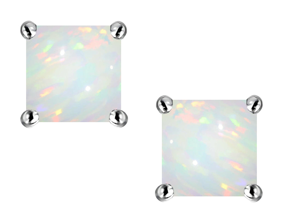 Star K Square 7mm Created Opal Earrings