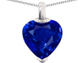 Star K Heart Shaped 10mm Created Sapphire Pendant Necklace